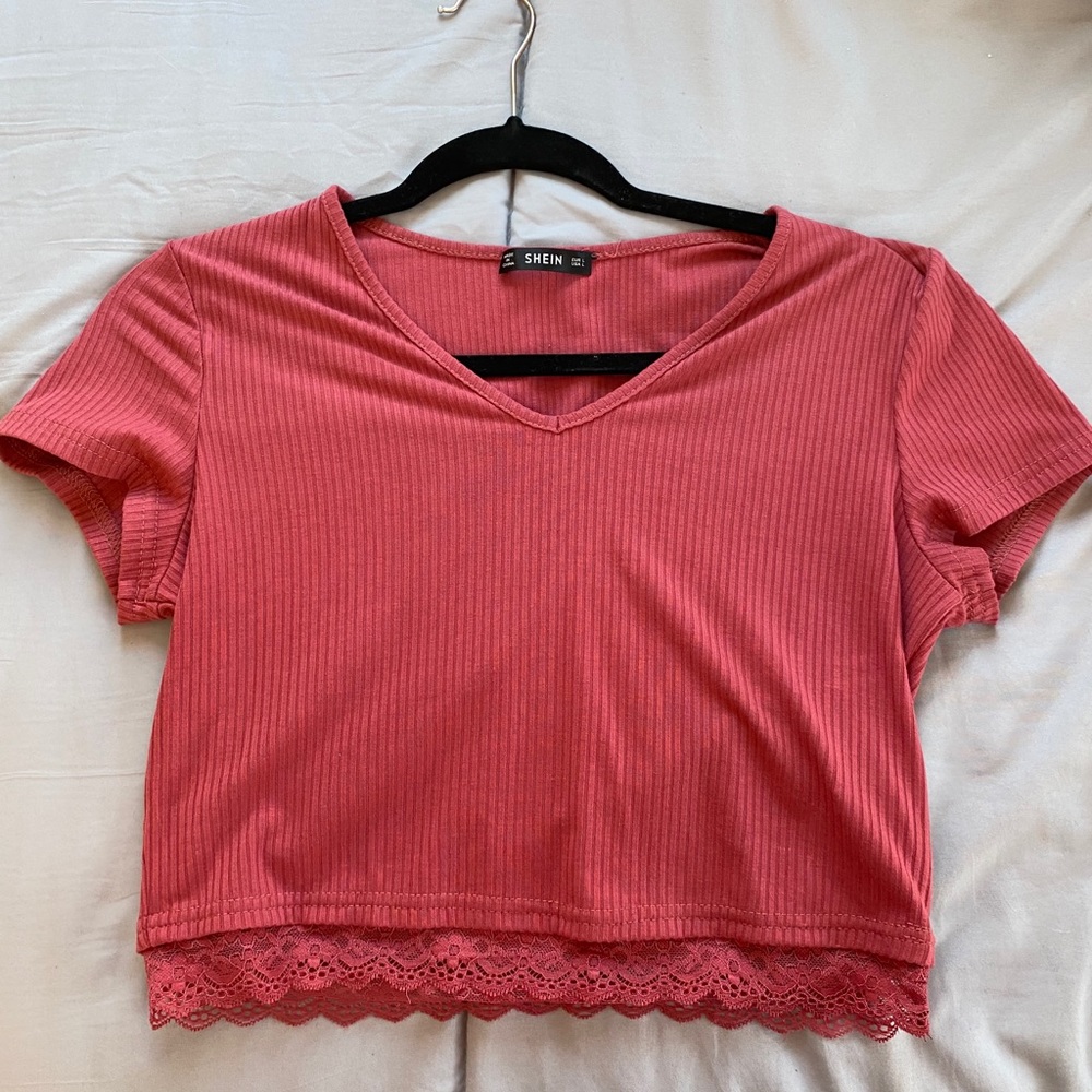 shein rose lace top